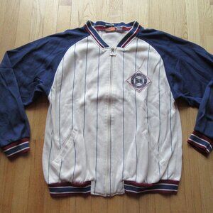 VINTAGE SPALDING FULL ZIP JACKET/SPORT/STRIPED/SIZE LARGE/POCKETS/FLEECE!